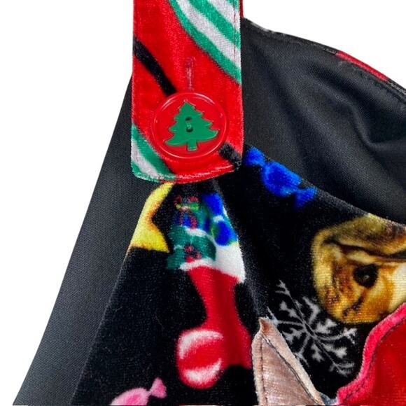 No Boundries, Ugly One Piece Santa Cat Bib Christmas Overalls - Picture 5 of 7